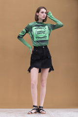 Mid-Waist Black Denim Skirts