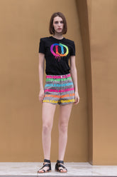 Embroidery Slim Short T-Shirts