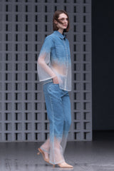 Light Blue Burn-out Flare Jeans