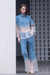 Light Blue Burn-Out Blouse