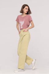 Mid-Waist Colored Straight Jeans