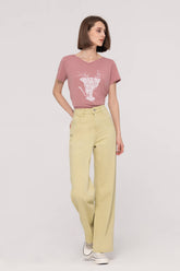 Mid-Waist Colored Straight Jeans