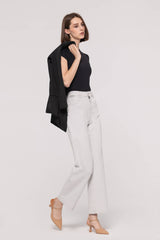 Mid-Waist Two-Tone Straight Jeans