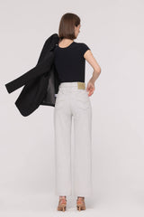 Mid-Waist Two-Tone Straight Jeans