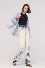 Double-Waist Wide Leg Jeans