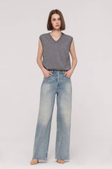 High-Rise Wide Leg Button-Fly Jeans