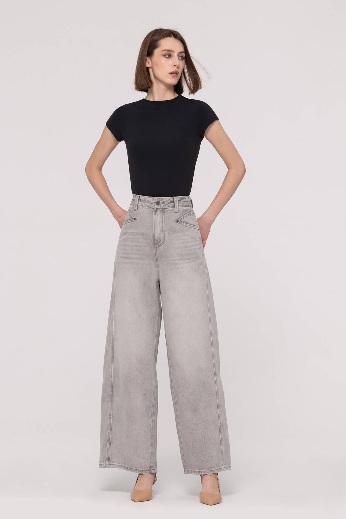 Light Grey Wide Leg Jeans