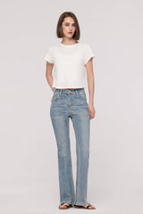 Mid-Waist Flared Studs Jeans