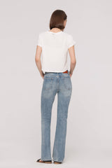 Mid-Waist Flared Studs Jeans