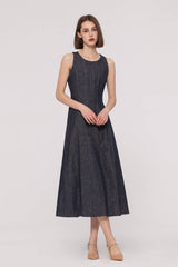 A-line Sleeveless Denim Dress