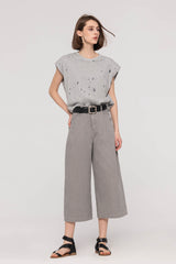 Belted Grey Cropped Jeans
