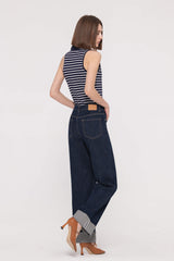 Rolled-up Straight Jeans