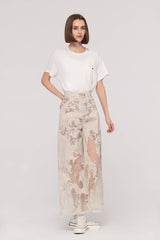 Printed Burn-Out Wide Leg Jeans