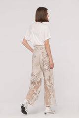 Printed Burn-Out Wide Leg Jeans
