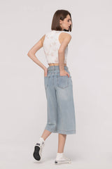 Belted Light Blue Cropped Jeans