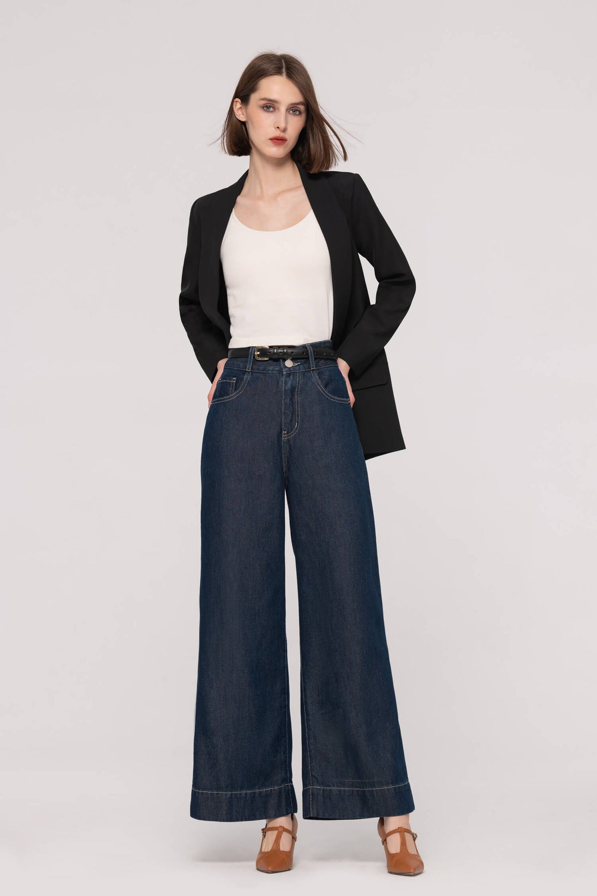 Lyocell Wide-Waist Jeans