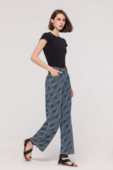 High-Waist Rippling Wave Jacquard Jenas