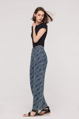 High-Waist Rippling Wave Jacquard Jenas