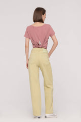 Mid-Waist Colored Straight Jeans