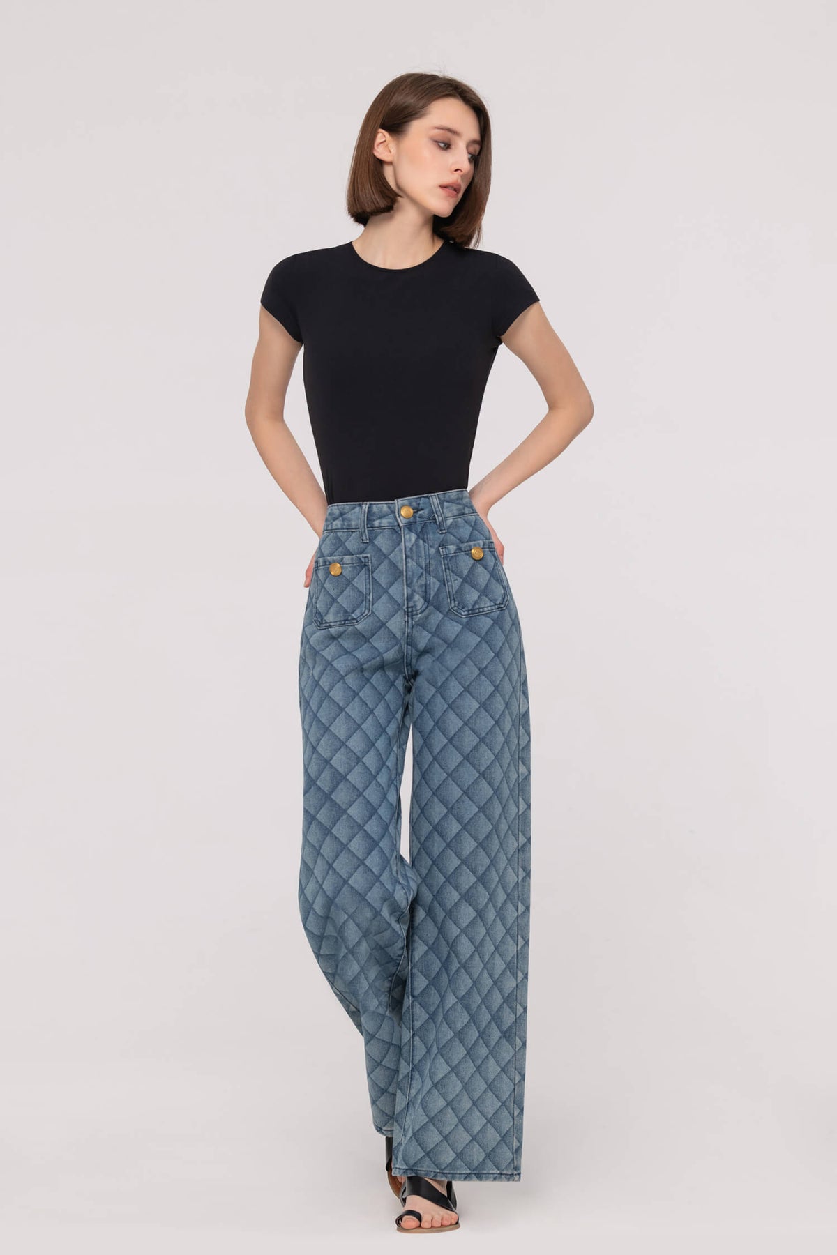 High-Waist Allover Print Jeans