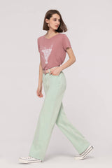 Mid-Waist Two-Way Stretched Jeans