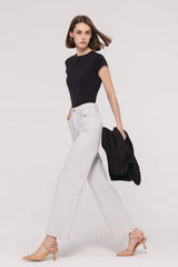 Mid-Waist Two-Tone Straight Jeans