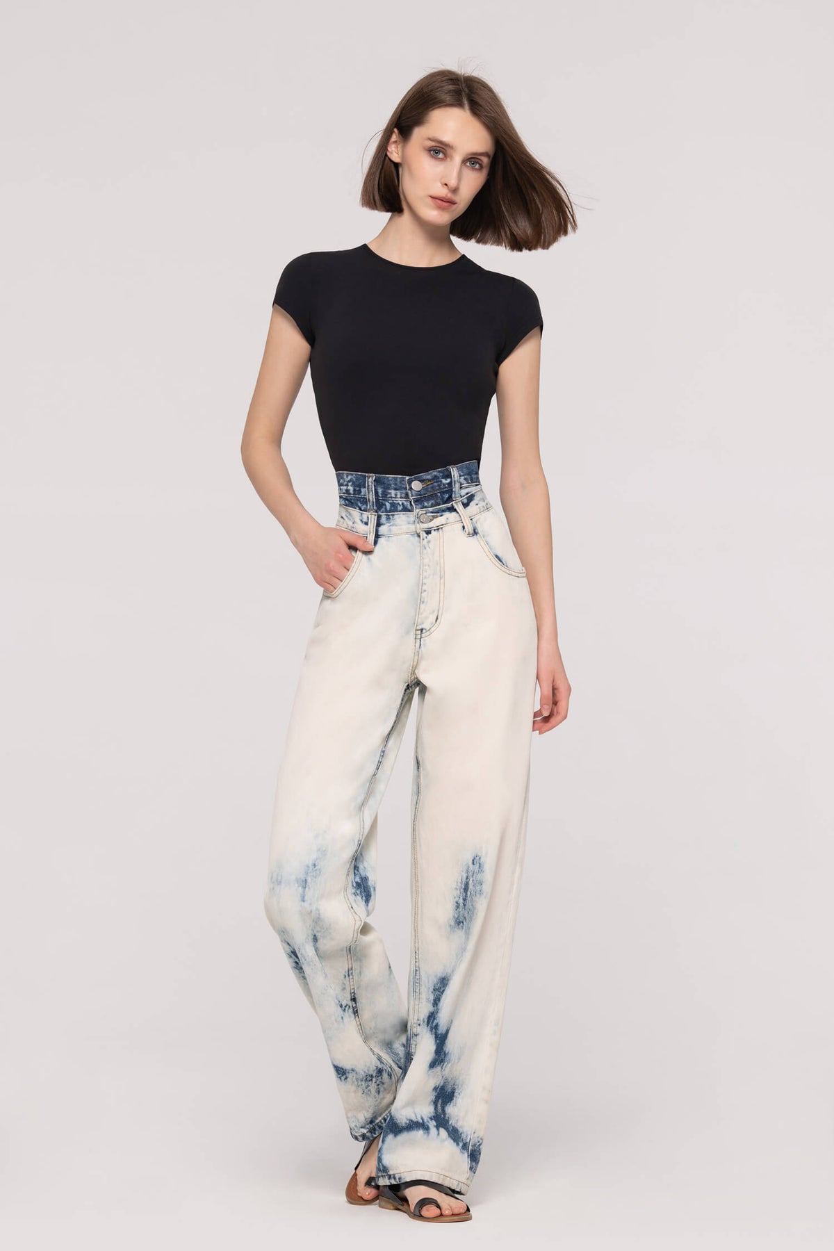 Double-Waist Wide Leg Jeans